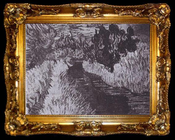 framed  Vincent Van Gogh River landscape, ta009-2